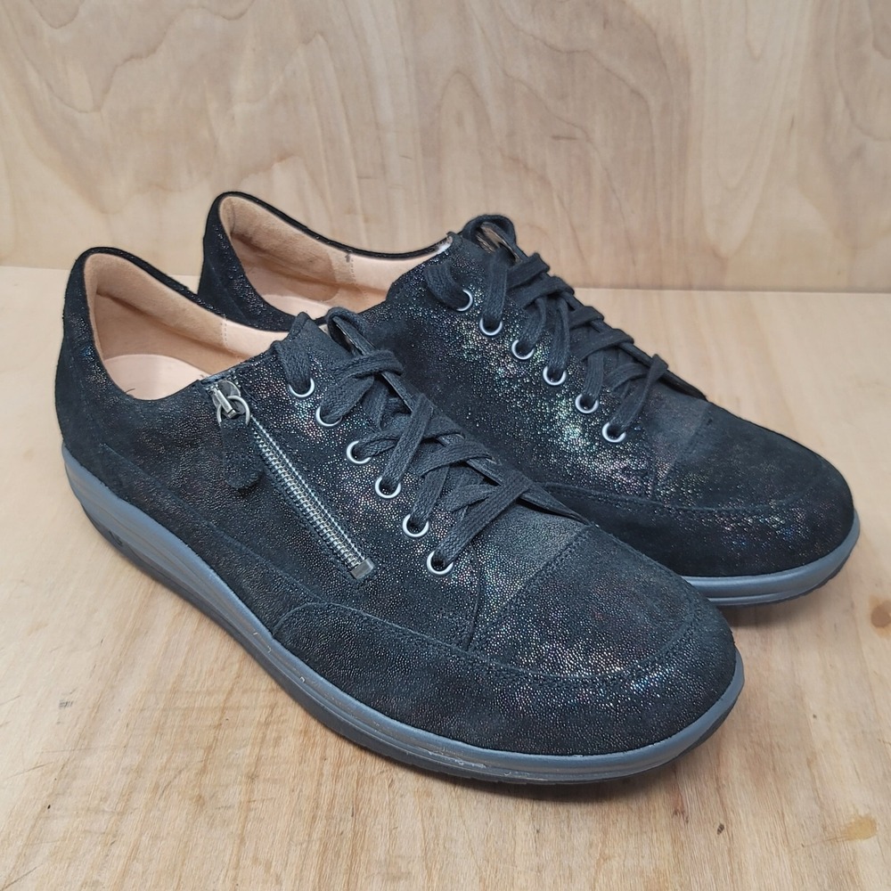 Ganter Sneaker Womens Sz 7.5 G Zip Rocker Attic Black Sparkle
